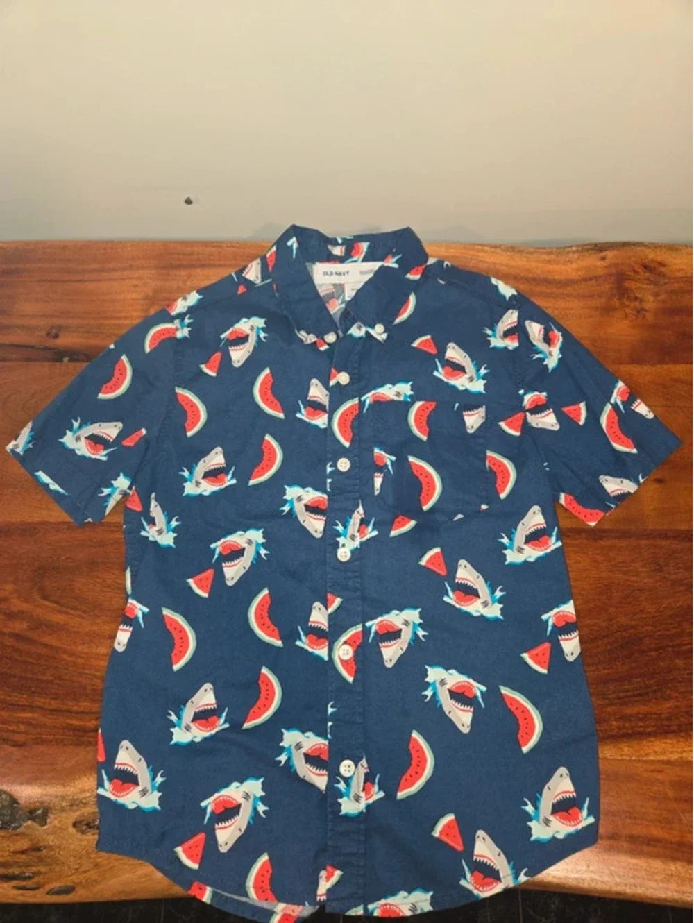 Boys Short Sleeve Button Down Shirts - Shark & Dinosaur Patterns